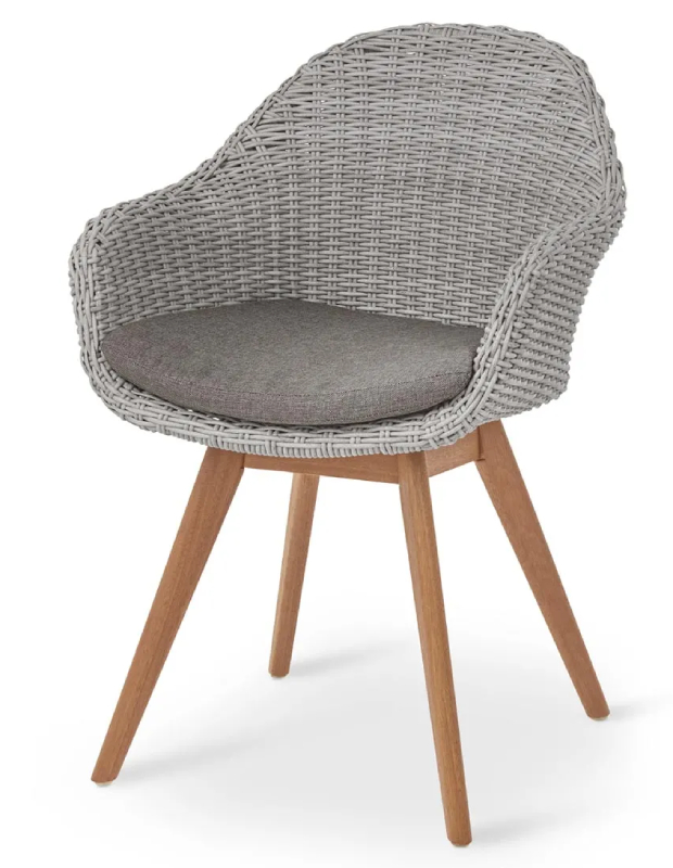 Skořepinová židle s polyratanovým výpletem / nosnost max. 120 kg / šedá