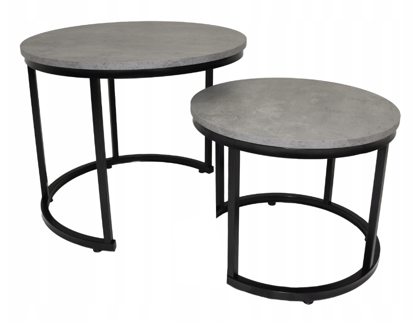 Set 2 konferenčních stolků / 60 x 41 cm a 50 x 36 cm / nosnost 60 kg / beton/černá