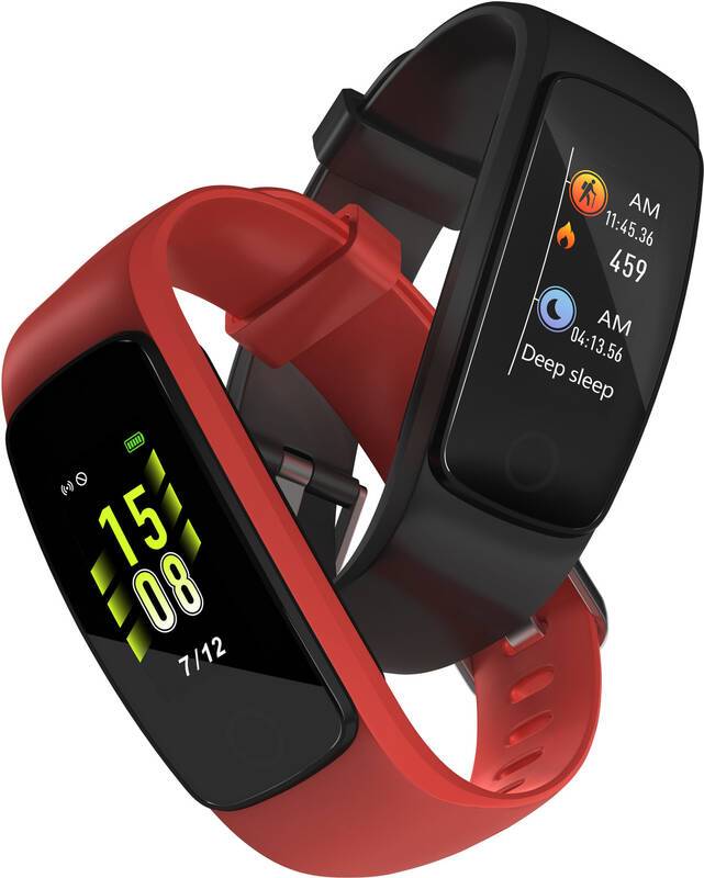 Fitness náramek LAMAX BFit PRO2 (LMXBFITPRO2) / 90 mAh / Bluetooth 4.0 / 0,96" (2,4 cm) TFT LCD displej / černá/červená / ROZBALENO