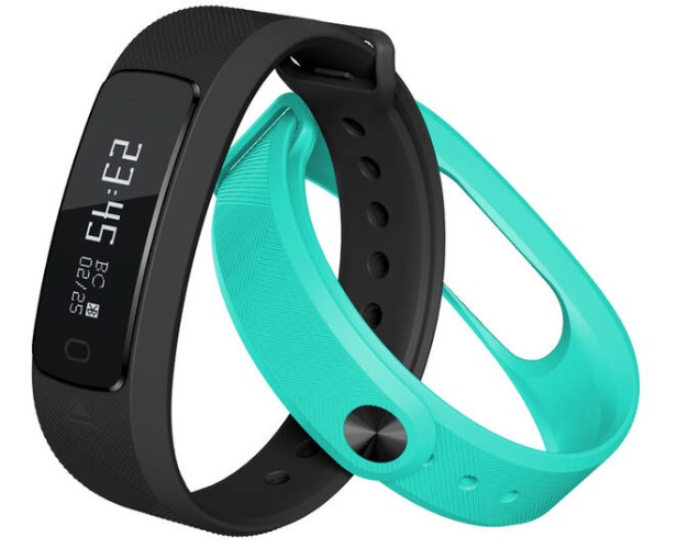 Fitness náramek Evolveo FITBAND B2 / 80 mAh / dotykový displej / OLED / Bluetooth 4.0 / černá/tyrkysová / ROZBALENO