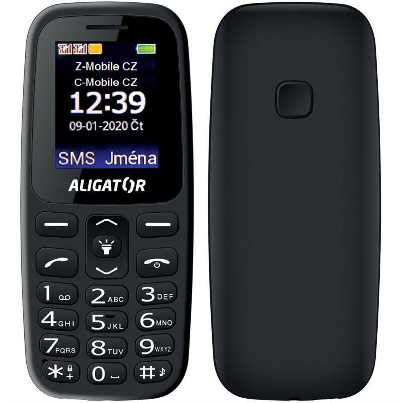 Mobilní telefon Aligator A220 Senior Dual SIM / A220BK / 600 mAh / Bluetooth / černá / ROZBALENO