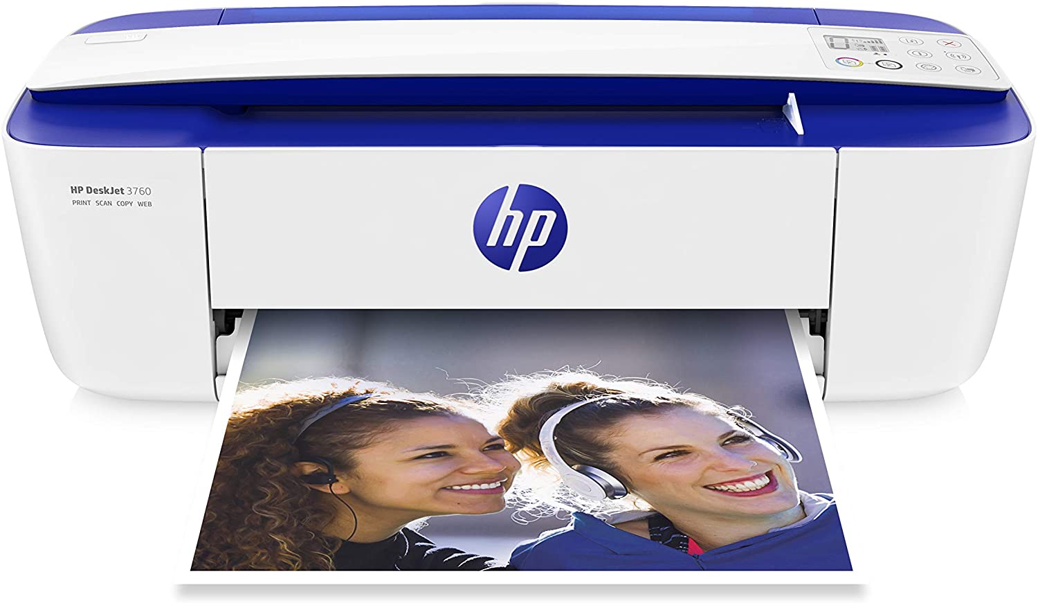 Multifunkční barevná tiskárna HP DeskJet 3760 All-in-One T8X19B / A4, A6 / 1200 x 1200 DPI / Wi-Fi / USB / bílá/modrá / ZÁNOVNÍ
