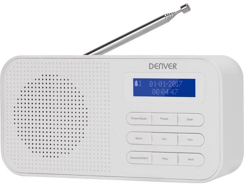 Radiopřijímač s DAB+ Denver DAB-42 / LCD displej / 10 předvoleb / 1 W / DAB+, FM / bílá / ROZBALENO