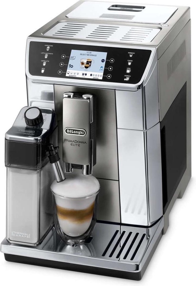 Automatický kávovar De'Longhi PrimaDonna Elite ECAM 656.55.MS / 1450 W / 2 l / 19 bar / stříbrná / ZÁNOVNÍ