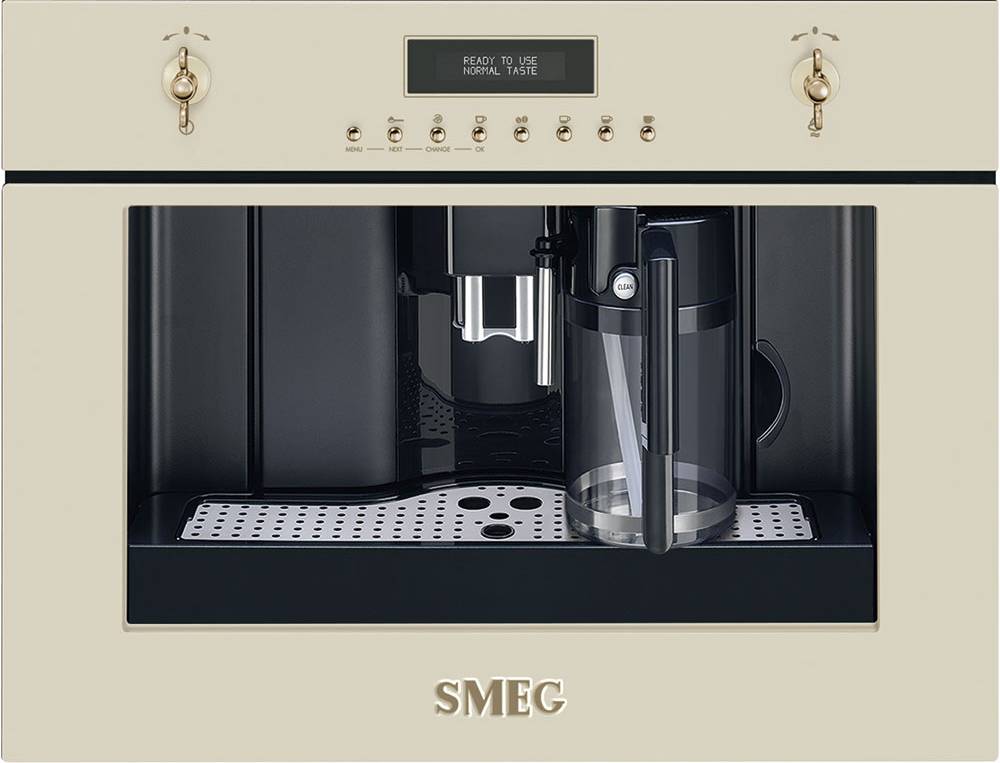 Vestavný automatický retro kávovar Smeg CMS8451P / 45 x 60 cm (V x Š) / 8 tlačítek / 1,8 l / 15 bar / 1350 W / krémová / POŠKOZENÝ OBAL