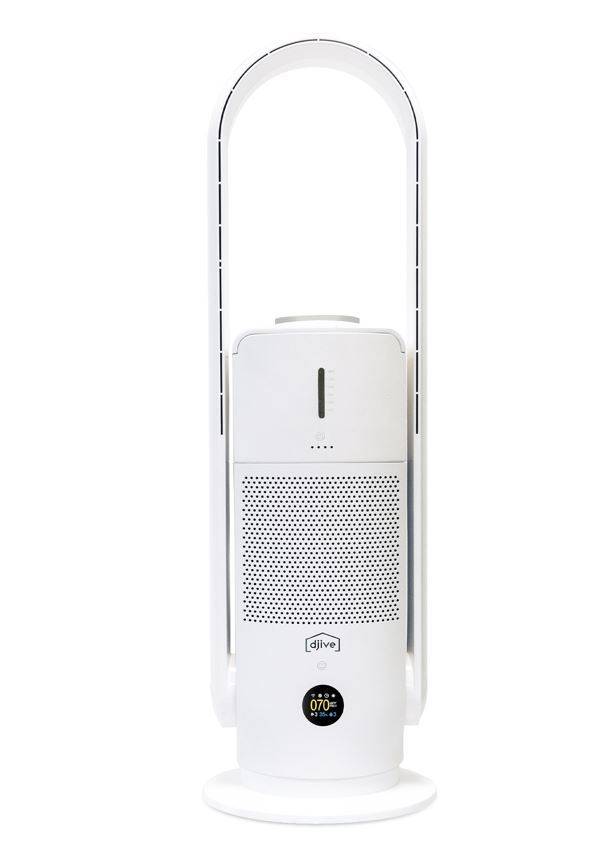 Čistička, zvlhčovač a ventilátor vzduchu 3 v 1 Djive DJ50018 Flowmate Arc / LED displej / 86,3 m³/h / do 25 m² / 29 dB / 60 W / bílá / ROZBALENO