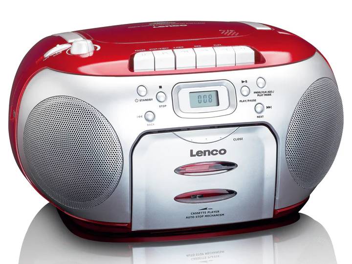 Přenosné rádio Lenco SCD-420RD / Kazetová a CD mechanika / FM rádio / červená/stříbrná / ZÁNOVNÍ