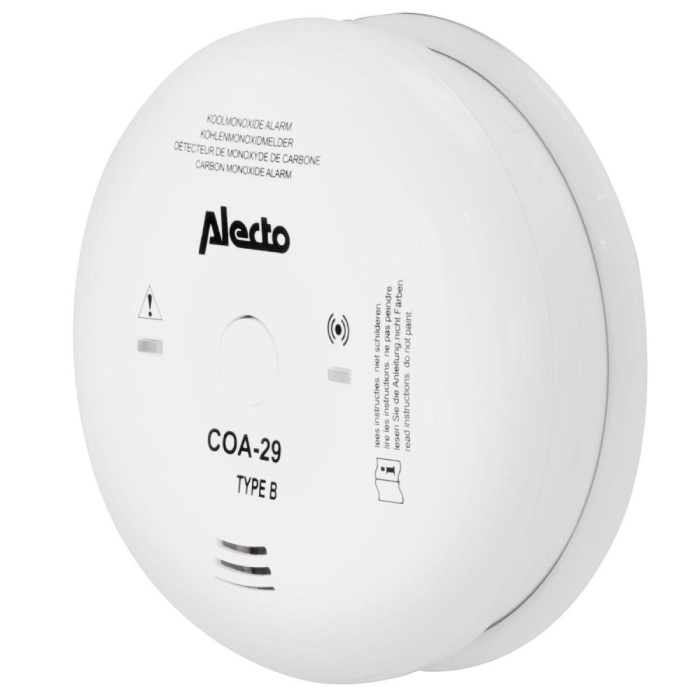 Detektor oxidu uhelnatého Alecto COA-29-7 / Ø 10,7 cm / 85 dB / bílá