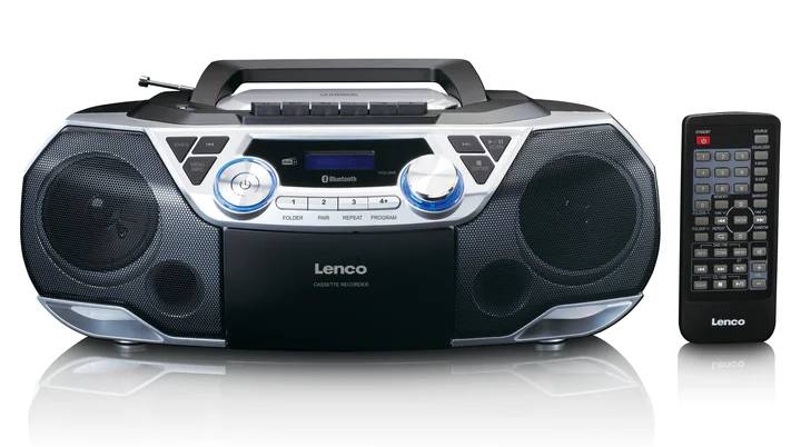 Přenosný rádiopřehrávač Lenco SCD-720SI / 12 W / Bluetooth / USB / kazetová a CD mechanika / Bluetooth / USB / stříbrná/černá / ZÁNOVNÍ