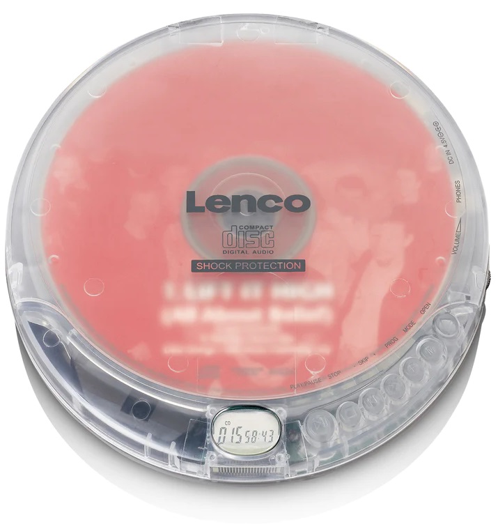 Přenosný CD a MP3 přehrávač Lenco CD-202TR / LCD displej / transparentní