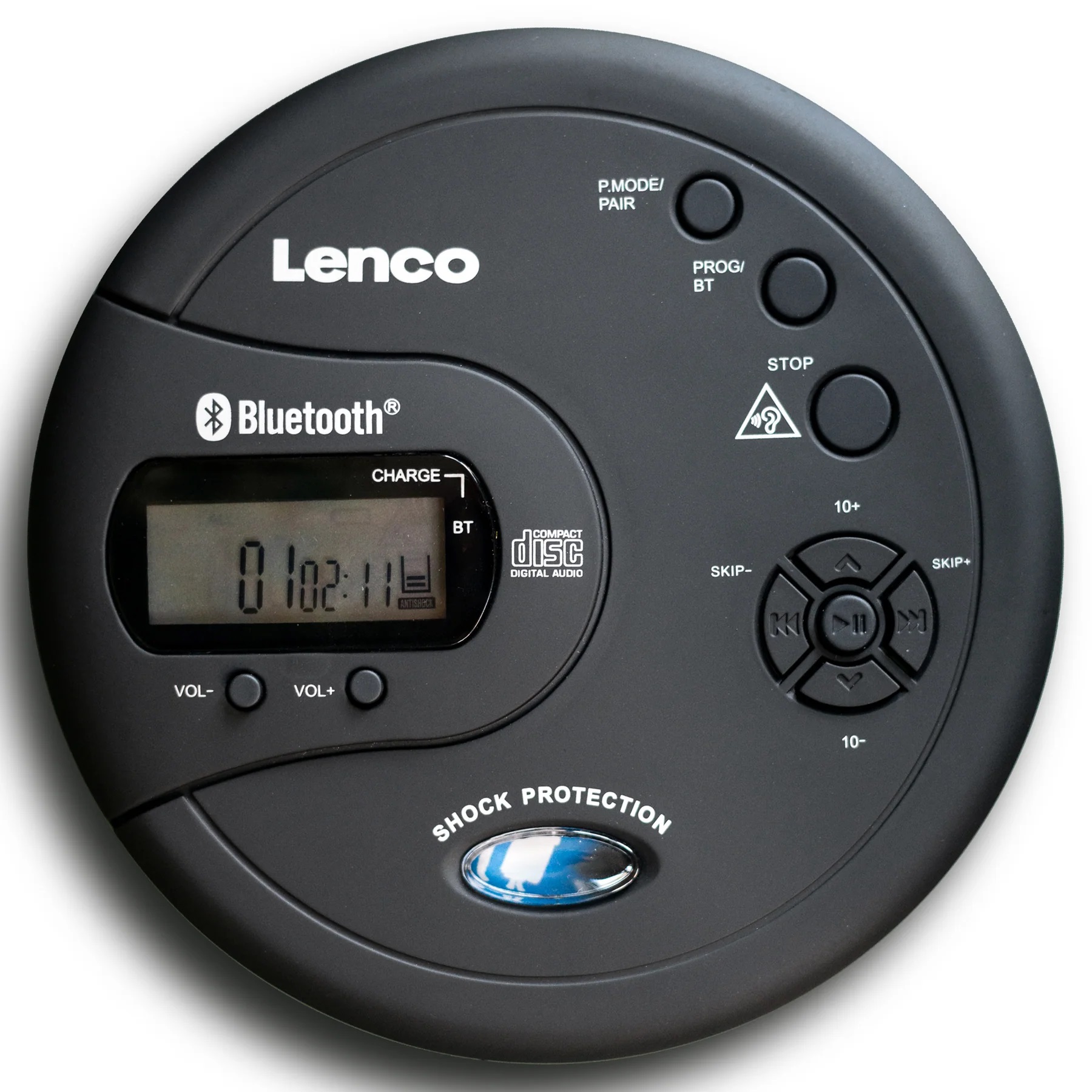 Přenosný CD a MP3 přehrávač Lenco CD-300 / Bluetooth / černá / ROZBALENO