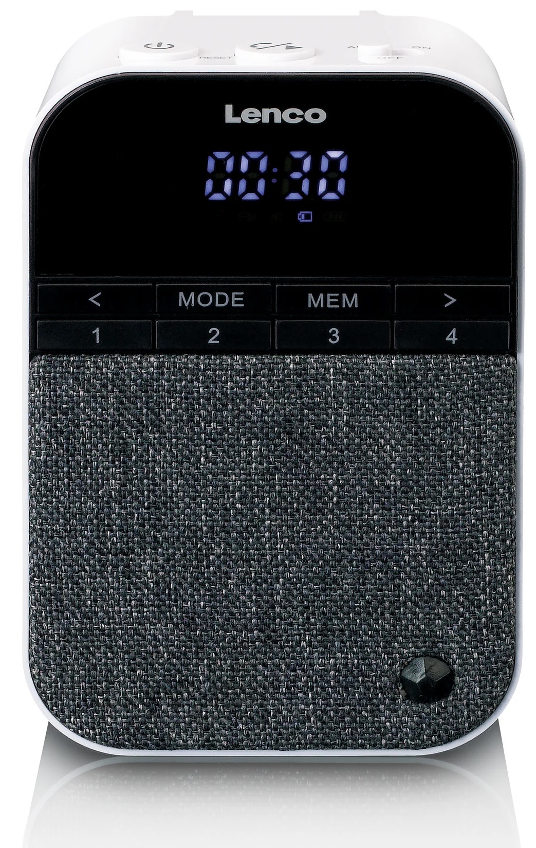 Multifunkční reproduktor Lenco 387146 / Bluetooth / FM rádio / pohybový senzor / bílá / POŠKOZENÝ OBAL