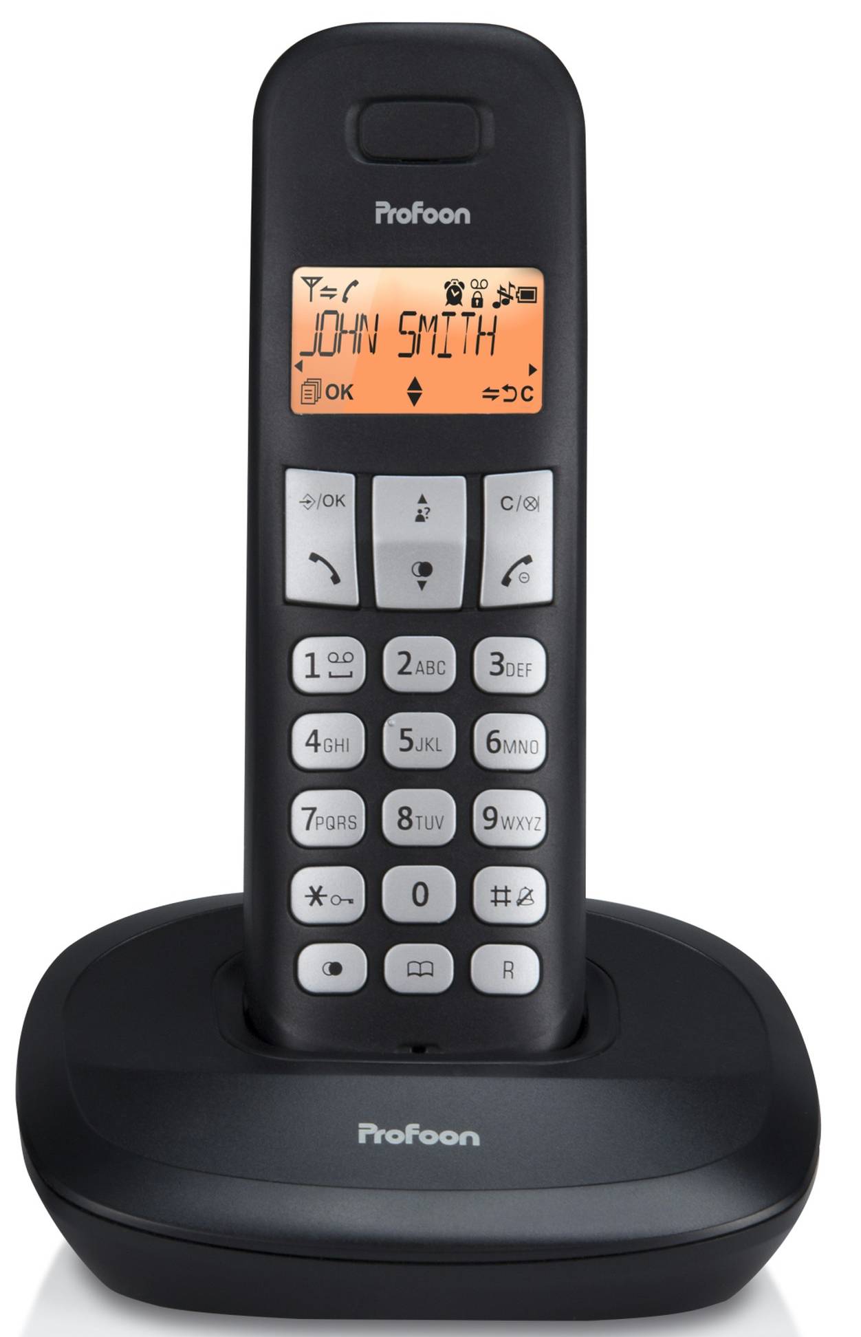 Bezdrátový pevný telefon Profoon PDX-1100 Dect / analogový / dosah 300 m / ID volajícího / LED indikátor / černá / ZÁNOVNÍ