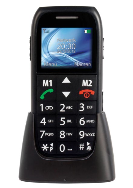 Mobilní telefon Fysic FM-7500 / pro seniory / se stojánkem / SOS tlačítko / 124 x 160 px / 1,77" (4,5 cm) / 900 mAh / černá / ROZBALENO