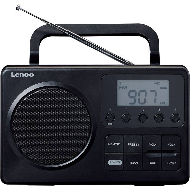 Radiopřijímač Lenco MPR-035 / LCD displej / 3 W / 3,5 mm Jack / 20 předvoleb / 3,5" (8,9 cm) reproduktor / černá / ROZBALENO