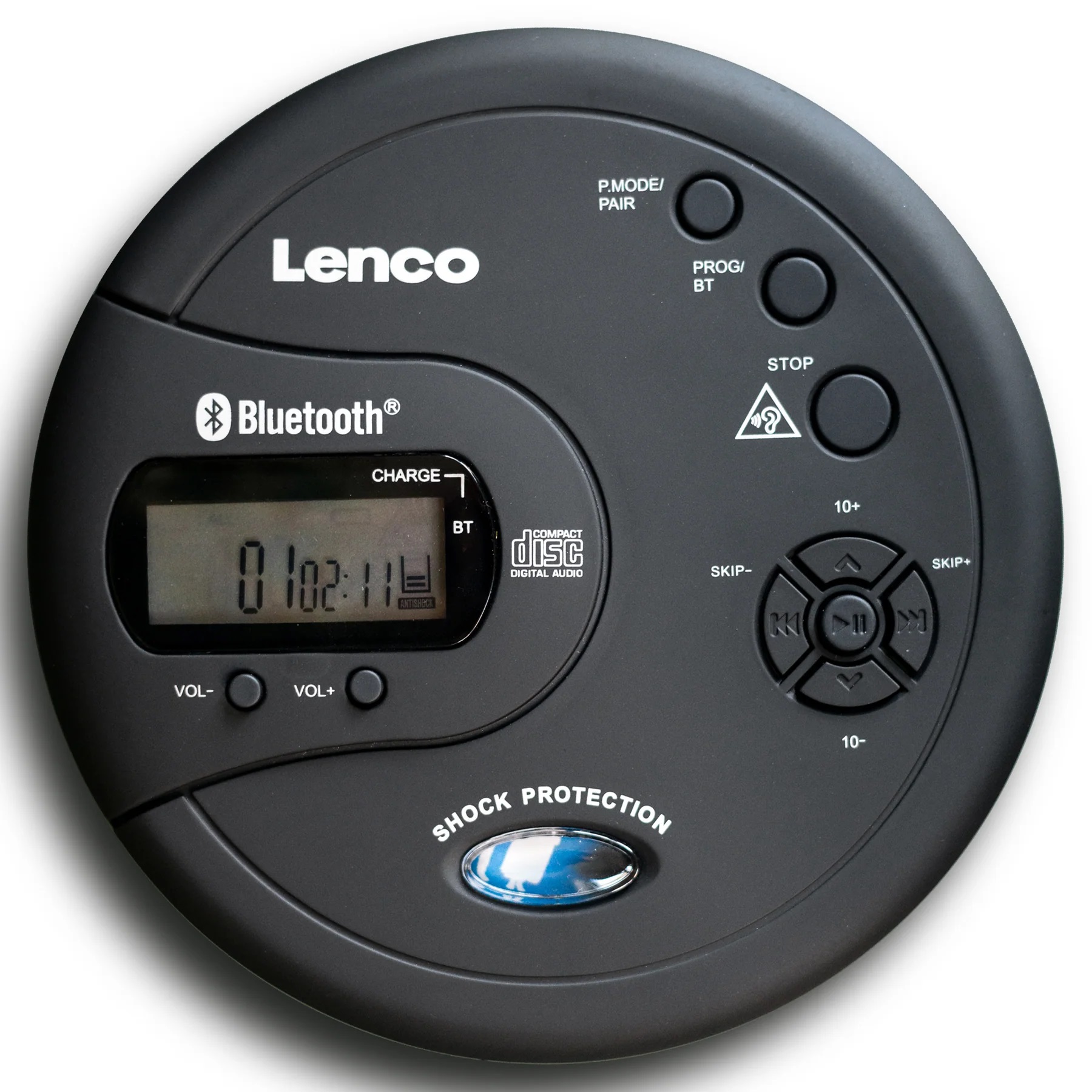 Přenosný CD a MP3 přehrávač Lenco CD-300 / LCD displej / 3,5 mm jack / Bluetooth / černá / ZÁNOVNÍ