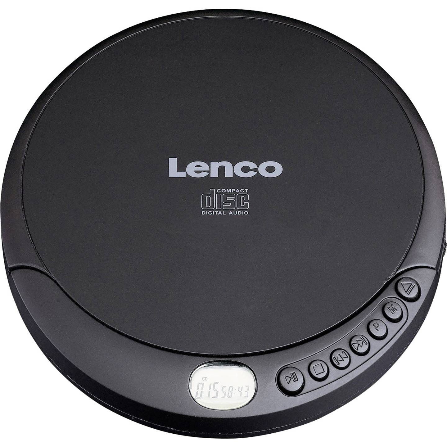 Přenosný CD přehrávač Lenco CD-010 / LCD displej / 3,5 mm Jack / 230 V / 2x AA baterie / CD, CD-R, CD-RW / černá / ROZBALENO