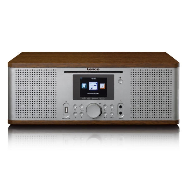 Digitální internetové rádio Lenco DIR-270WD / FM rádio / CD/BT / LCD displej / stříbrná/dřevo / ZÁNOVNÍ