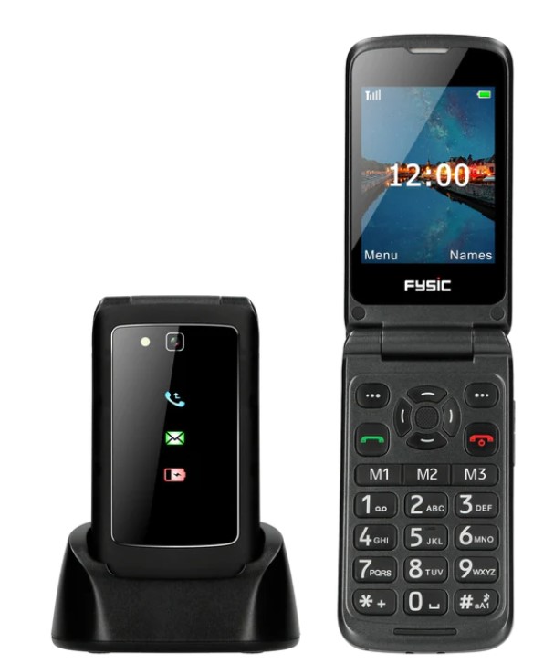 Mobilní telefon Fysic F15 / pro seniory / s nabíjecím stojánkem / 2,8" / černá / ROZBALENO