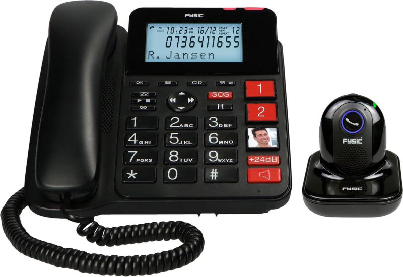 Domácí kabelový telefon se záznamníkem Fysic FX3960 / SOS tlačítko / černá / ROZBALENO