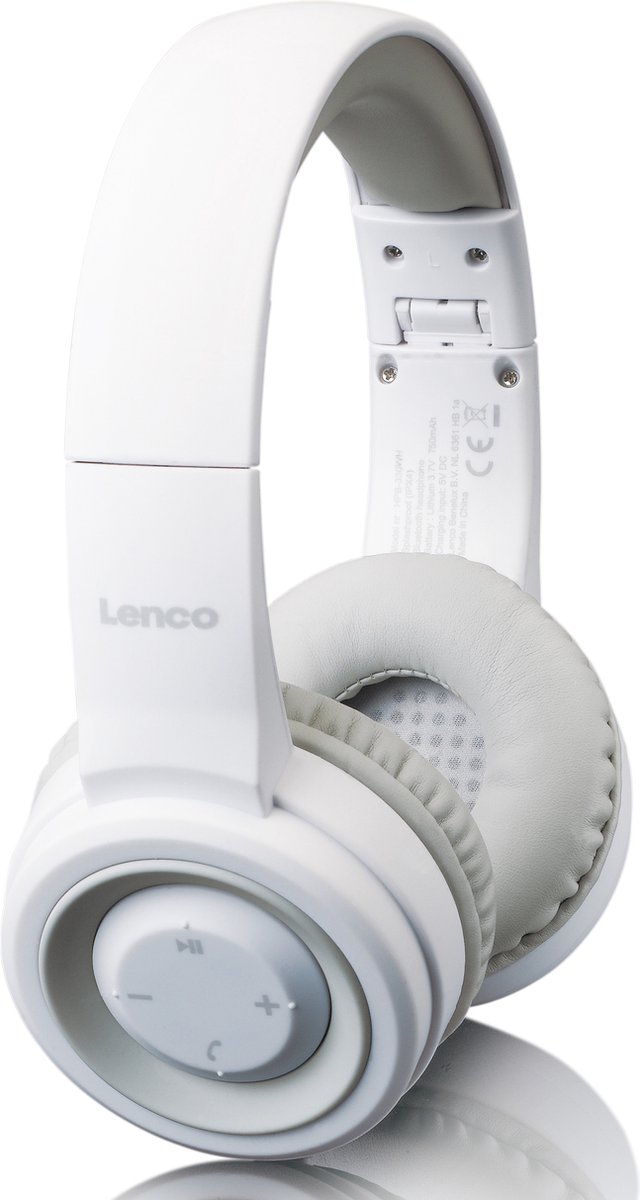 Bezdrátová sluchátka Lenco HPB-330WH / Bluetooth / IPX4 / Handsfree / 750 mAh / bílá / ROZBALENO