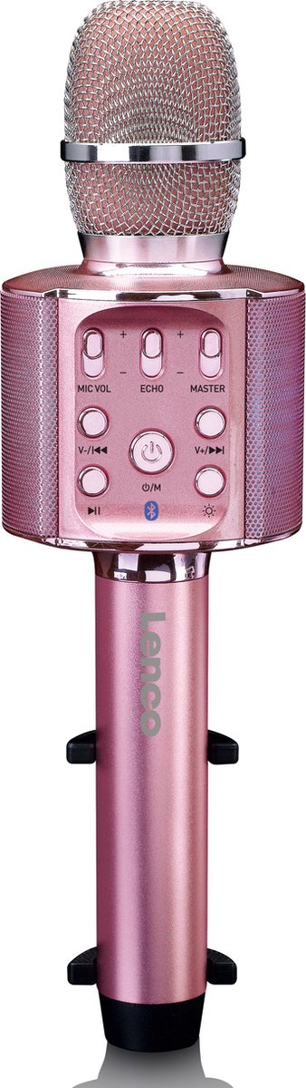 Karaoke mikrofon Lenco BMC-090 / Bluetooth / světelné efekty / růžová / ROZBALENO
