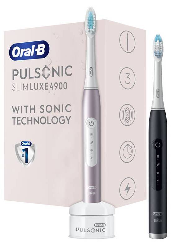 Set zubních kartáčků Oral-B Pulsonic SLIM LUXE 4900 / oscilačně rotační zubní kartáčky / 3 režimy čištění / 2 min. časovač / 31000 pohybů/min. /…