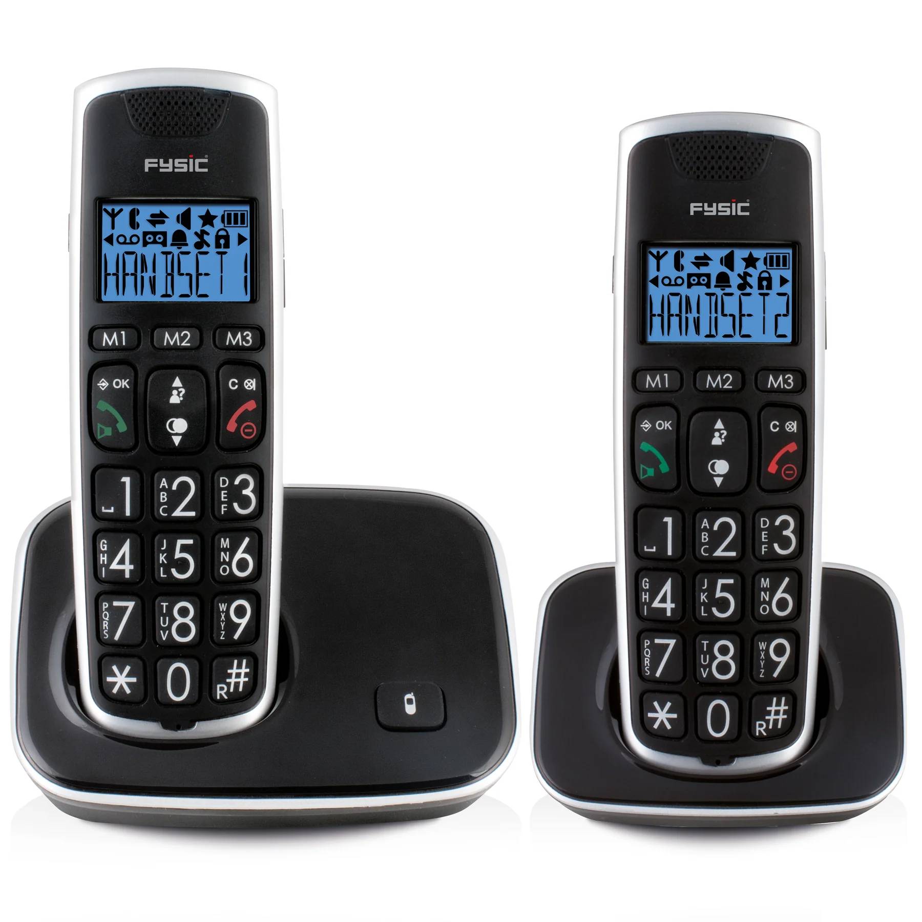 Bezdrátový Dect telefon Fysic FX-6020 Senior / 2 sluchátka / hands-free / černá / ROZBALENO