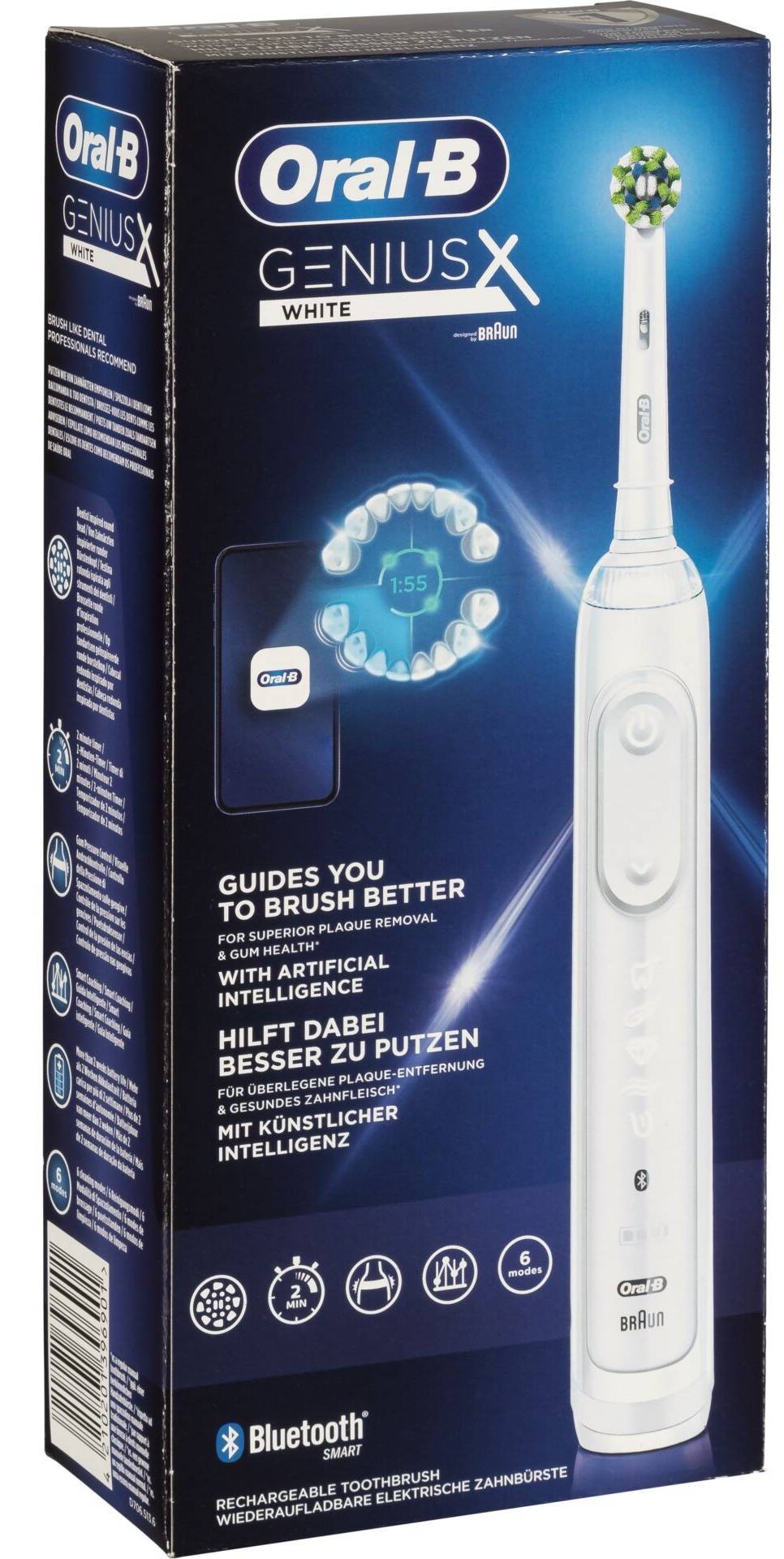 Elektrický zubní kartáček Oral-B Genius X White / 6 režimů čištění / 2 min. časovač / bílá / ROZBALENO