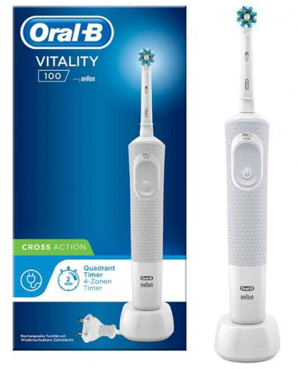 Elektrický zubní kartáček Oral-B Vitality 100 CrossAction / 7600 ot./min. / bílá / ZÁNOVNÍ