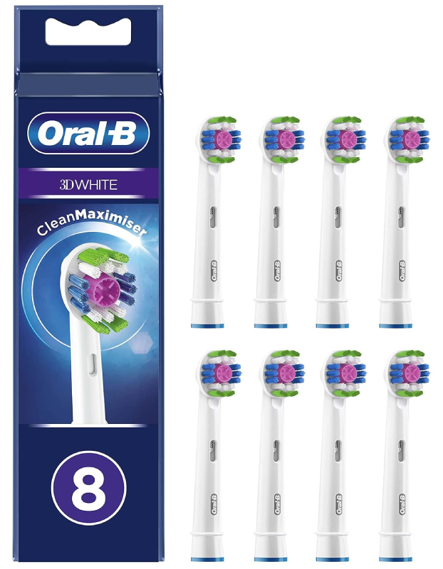 Náhradní hlavice pro kartáčky Oral-B 3D White / 8 ks / bílá / ROZBALENO