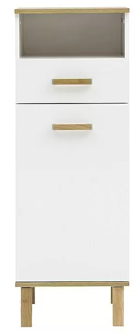 Vysoká koupelnová skříňka Schildmeyer Padova / 40 x 35 x 115 cm / dub / bílá