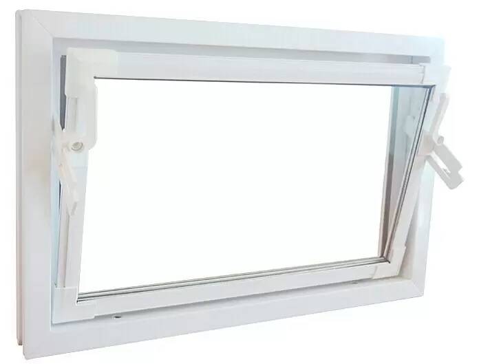 Plastové sklopné okno Q59 do suterénu / 100 x 50 cm / 2-tabulové izolační sklo / plast / bílá