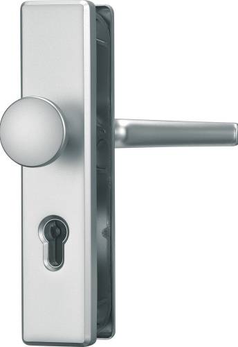 Klika se zabezpečením na vchodové dveře Abus KLN314 F1 CL/DNFLI / vzdálenost 72 mm / čtvercový čep 8 mm / tloušťka štítu 15 mm / hliník / kov /…