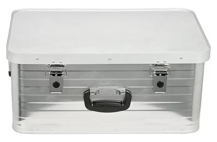 Úložný a přepravní box / 47 l / 55,7 x 35,8 x 23 cm / hliník / rukojeť / stříbrná / 2. JAKOST