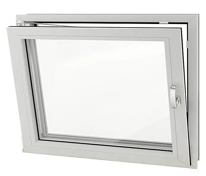 Suterénní plastové okno vyklápěcí 60 x 50 cm / levé / 2x izolační sklo 24 mm / bílá / ZÁNOVNÍ