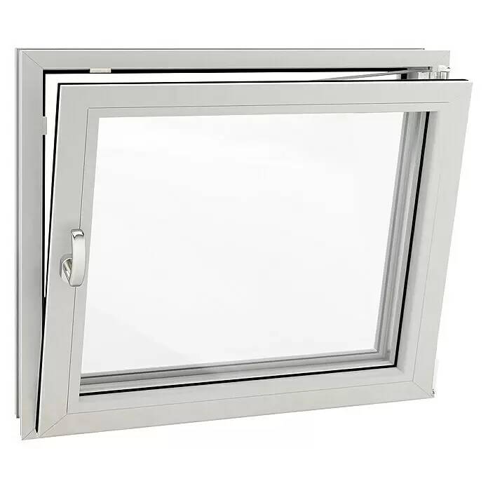 Suterénní plastové okno vyklápěcí 60 x 50 cm / pravé / 2x izolační sklo 24 mm / bílá / ZÁNOVNÍ