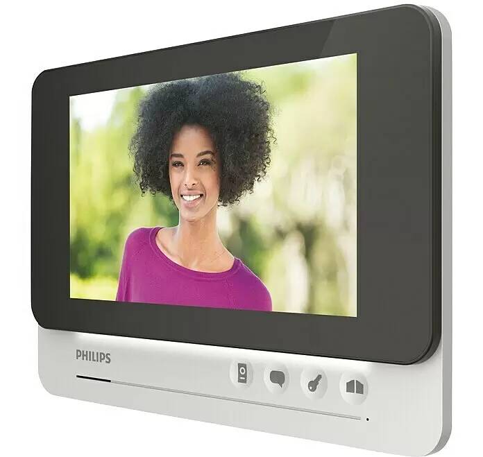 Dveřní interkomový monitor Philips WelcomeEye / 800 x 480 px / 7" (17,78 cm) / 24V DC / 85 dB / hliník / stříbrná/černá / ZÁNOVNÍ