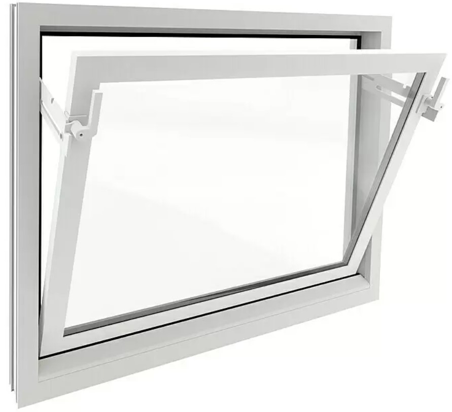 Suterénní plastové okno vyklápěcí 60 x 40 cm / dvojité izolační zasklení / bílá