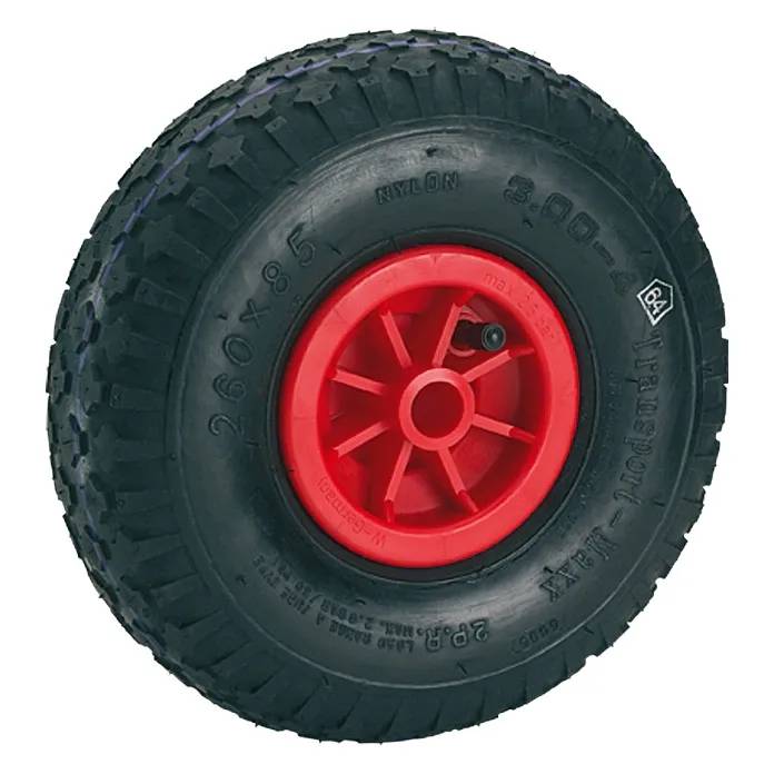 Náhradní kolo na stavební kolečka ø 26 cm / 150 kg / plast/guma / černá/červená / ROZBALENO