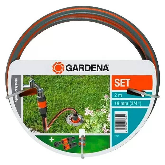 Propojovací sada Gardena / vhodné pro podzemní zavlažovací systém Gardena / délka 2 m / Ø 19 mm / ¾″ / plast / guma / šedá/oranžová