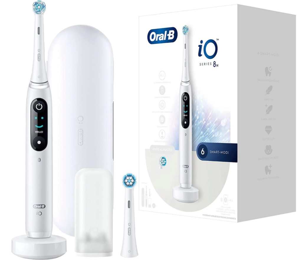 Elektrický zubní kartáček Oral-B iO Series 8N / 6 programů čištění / ovládání tlaku / Bluetooth / bílá