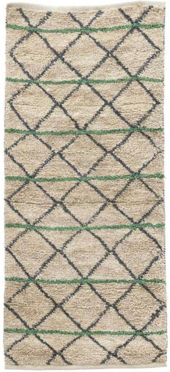 House Decor House Doctor - Koberec 200 x 90 cm s geometrickými prvky / zelená Varianta: ivi0