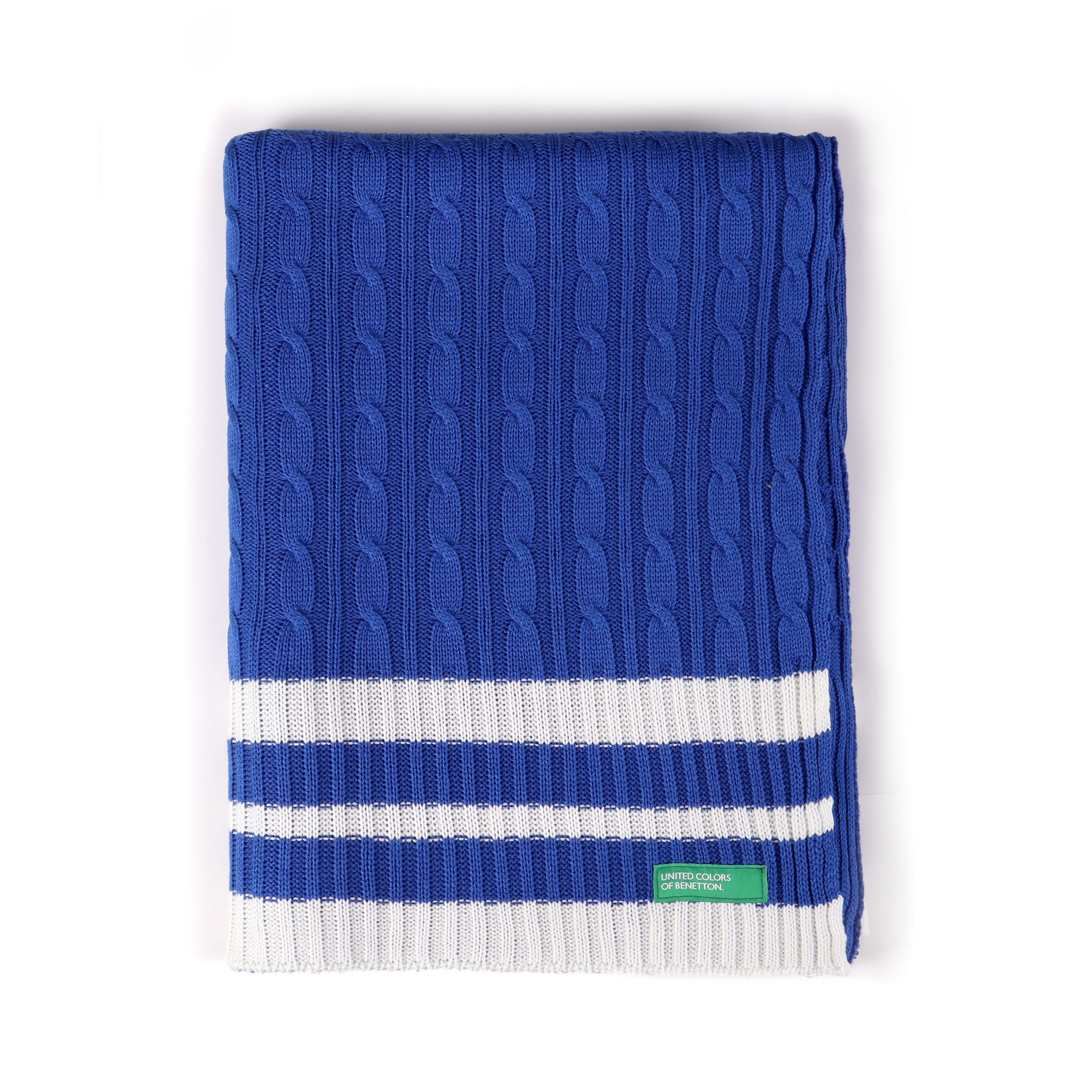 Pletená deka United Colors of Benetton / 100% akrylové vlákno / 140 x 190 cm / modrá Varianta: ivi0