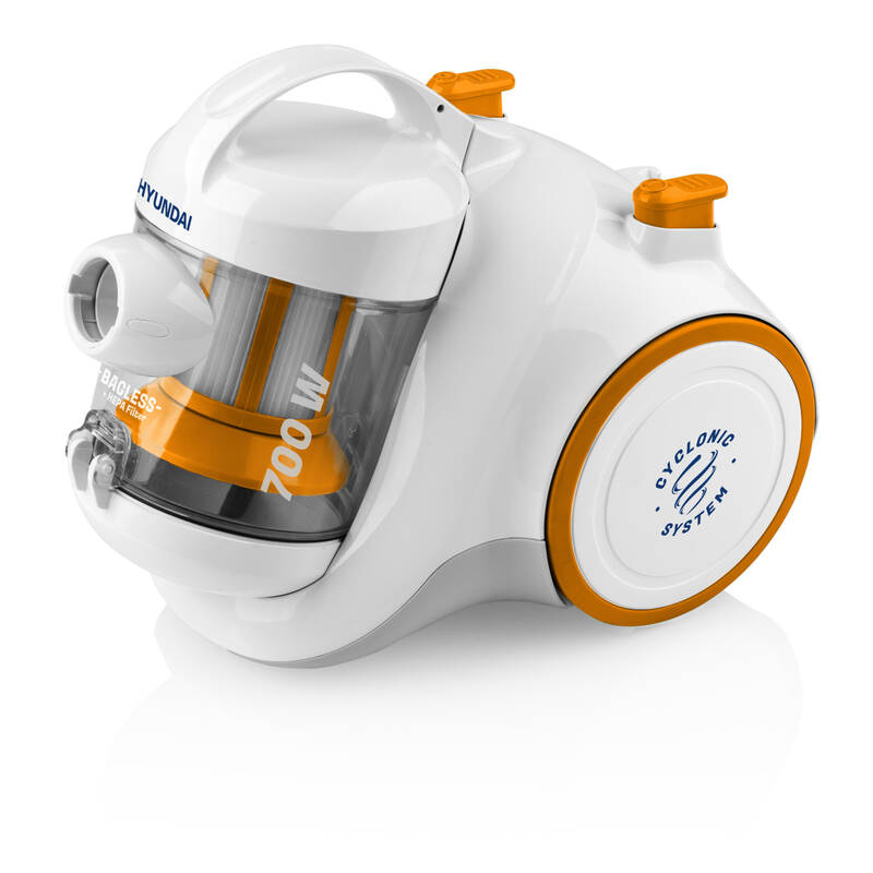 Bezsáčkový podlahový vysavač Hyundai VC009 / 700 W / 80 dB / bílá/oranžová Varianta: ivi1
