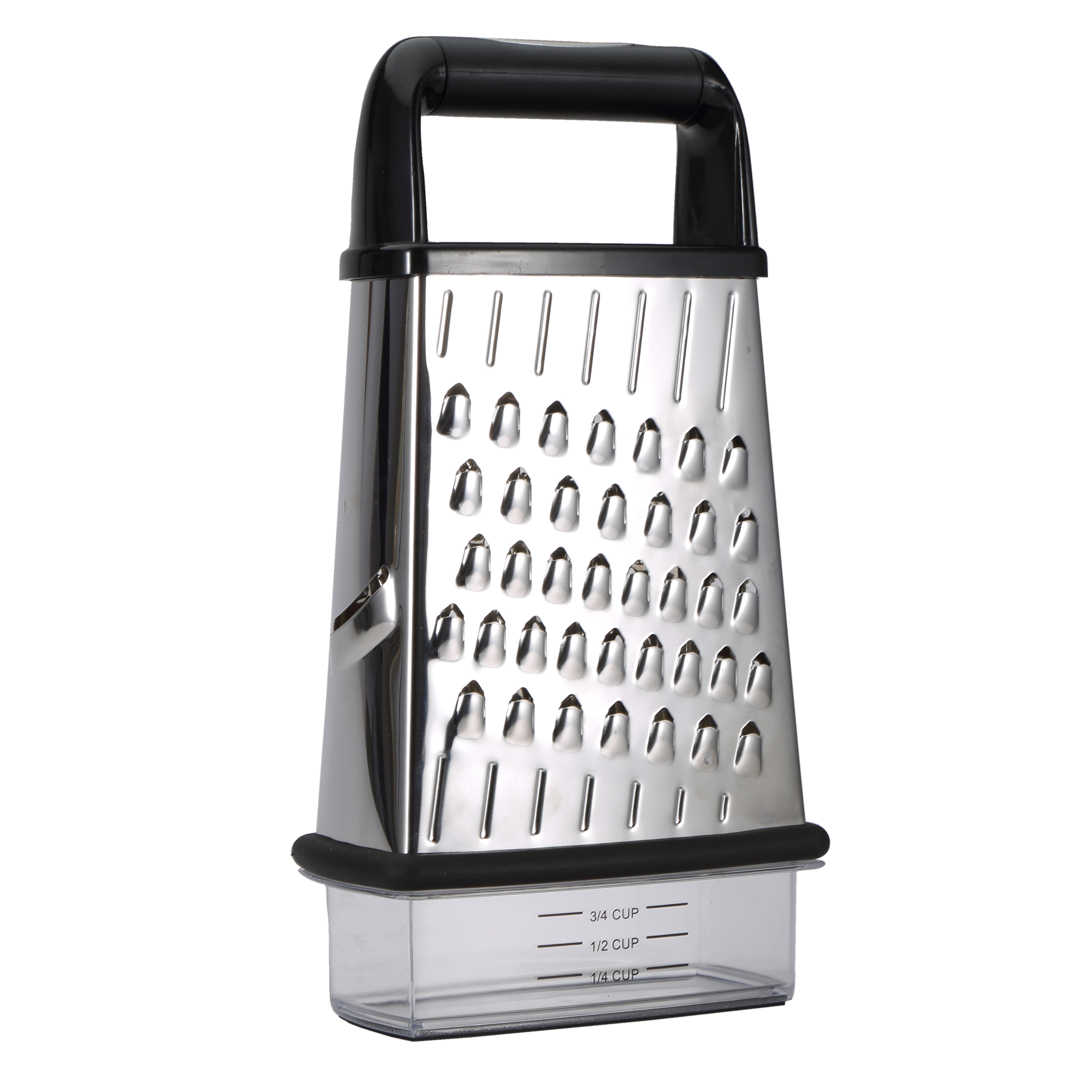 Čtyřstranné struhadlo Masterpro / 15 x 13,7 x 22,5 cm / odnímatelný zásobník / nerezová ocel / stříbrná/černá Varianta: ivi1