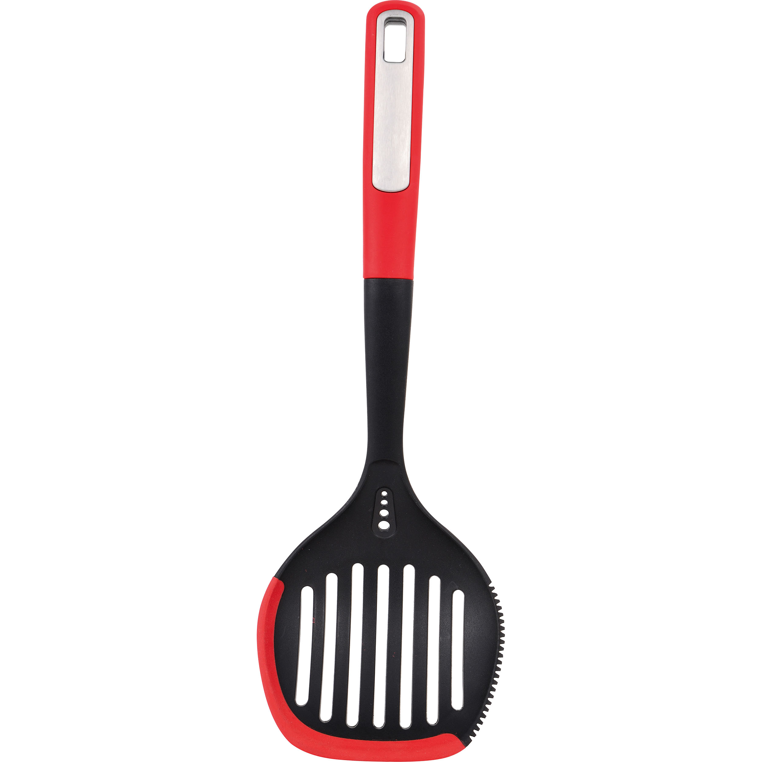 Servírovací lžíce děrovaná Bergner / 33,7 x 11,1 x 5,7 cm / nylon a silikon / černá a červená Varianta: ivi0