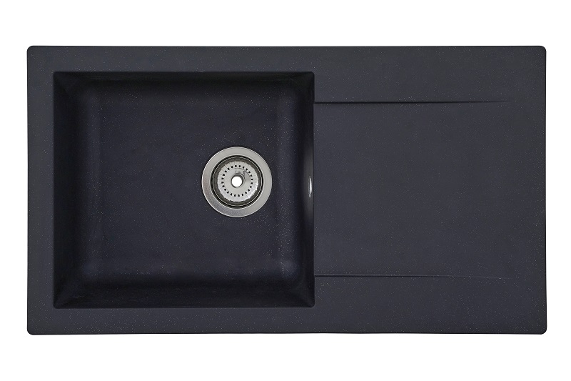 Granitový vestavěný dřez Respekta Denver / 78 x 43,5 x 17 cm / O ventilu 9 cm / odolnost do do 180 °C / černá Varianta: ivi1