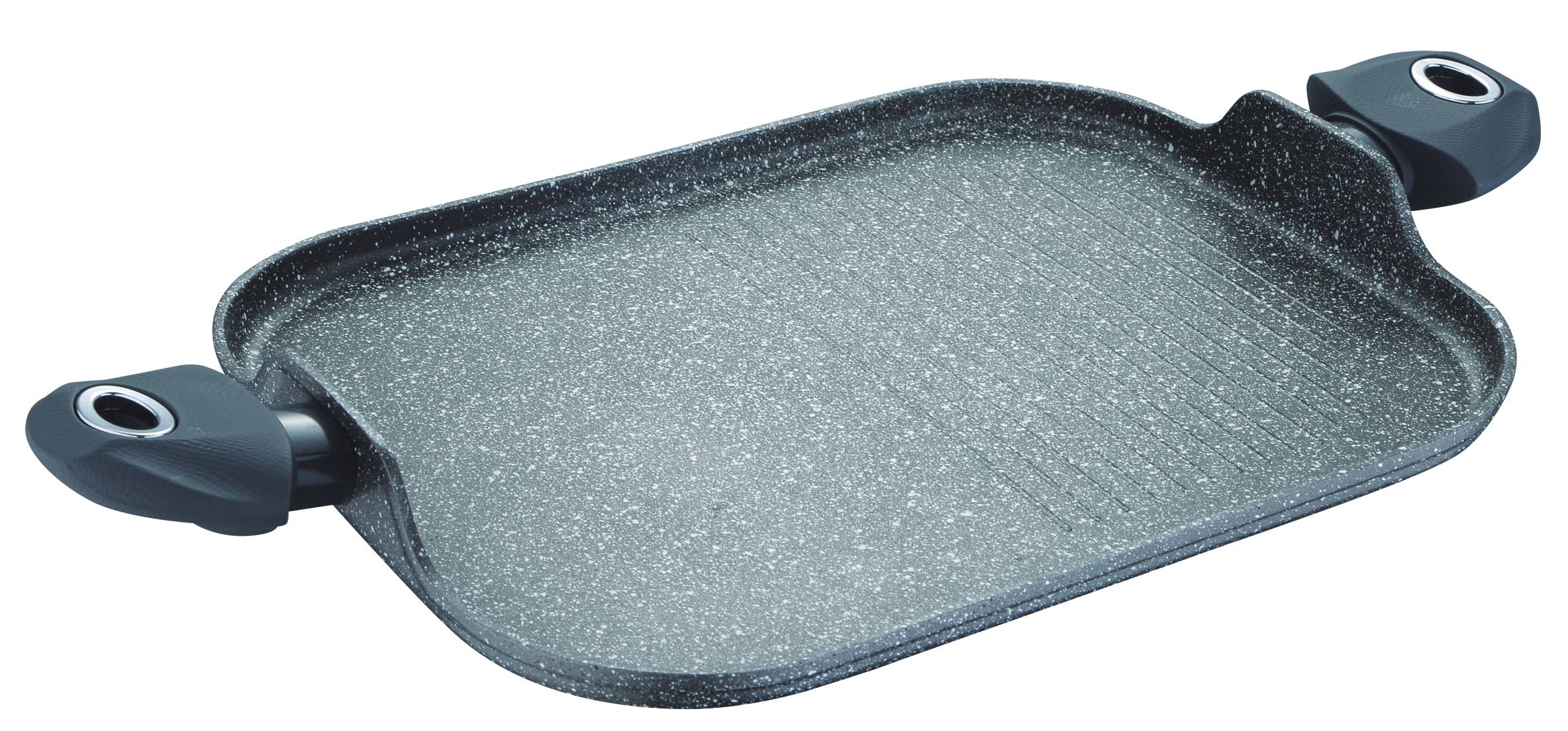 Indukční grilovací pánev Bergner Orion s mramorovým povrchem / 35,5 x 28,3 x 1,3 cm / hliník / šedá Varianta: ivi0