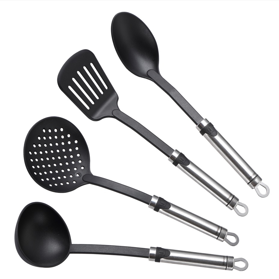 4-dílná sada kuchyňských nástrojů Bergner Gizmo / 35 cm / černá / nerez Varianta: ivi0